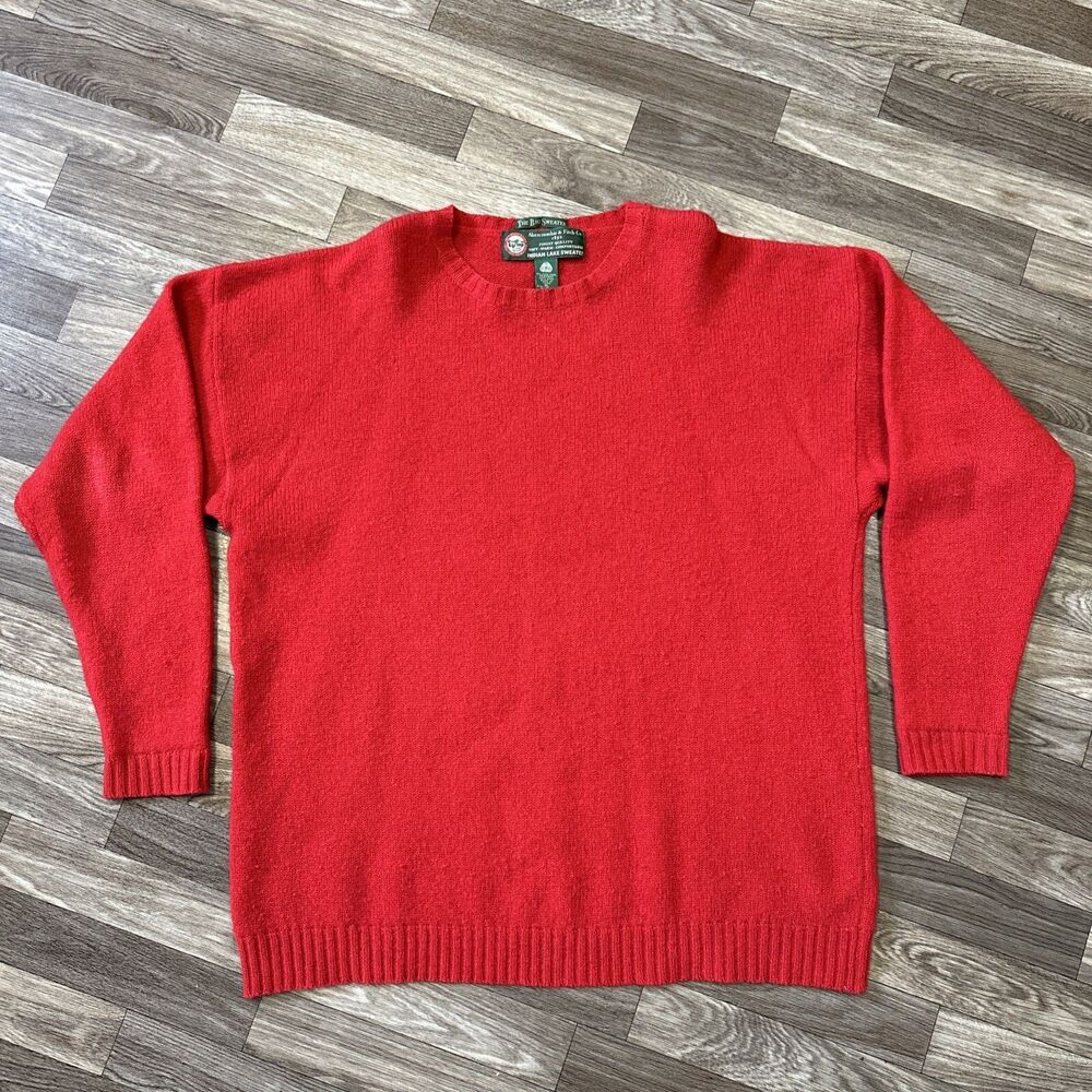 Abercrombie and Fitch The Big Sweater Mens XL Solid Red Lambswool Long Sleeve